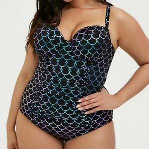 Torrid one piece swimsuit mermaid irradescent